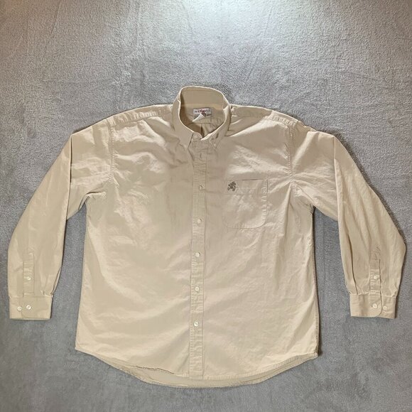 Disney Store Button Up Men's Large Tan/Beige Micky Mouse Long Sleeve Embroidered - Picture 1 of 10